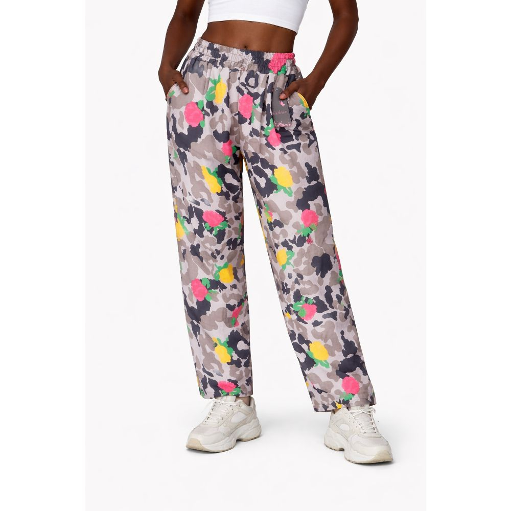 Women Floral Camouflage Wide Leg Trousers